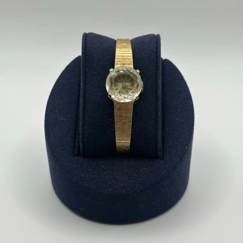 Vintage Sheffield Crystal Face Manual Wind Gold Toned Women's Watch